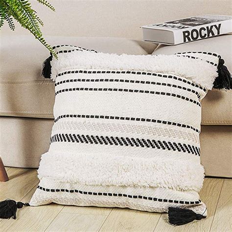 Gold and white living room with luxurious decor. Amazon.com: OJIA Throw Pillows Cover, Black and White Boho ...
