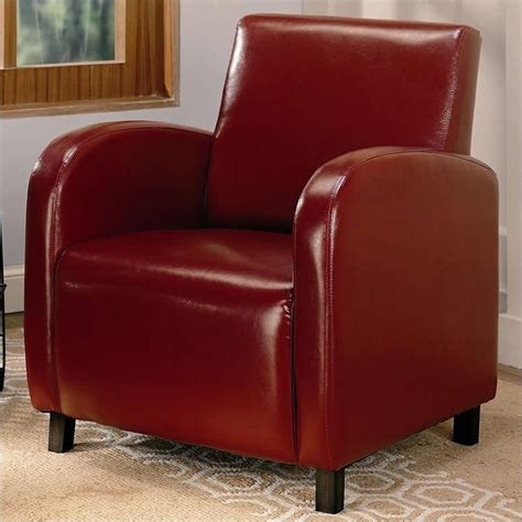 Get the best deals on leather faux leather chairs. Coaster Accent Faux Leather Club Arm Chair in Red - 900335