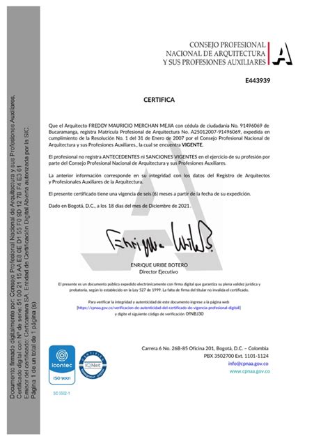 certificado de vigencia pdf