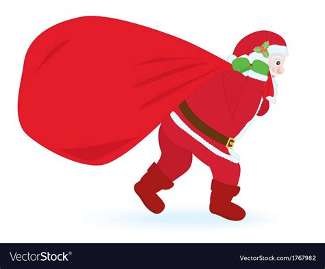 Santa Claus Carrying Huge Sack Royalty Free Vector Image