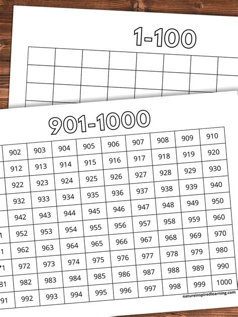 Printable Number Chart 1 1000