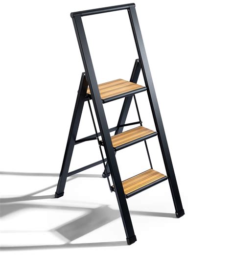 Buy Step Ladder 3 Step Folding Decorative Beautiful Bamboo And Black