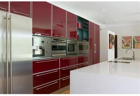 Red High Gloss Kitchen Cabinets Plywood Carcass