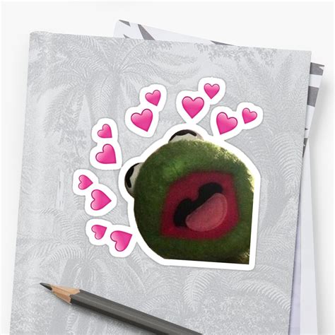 Kermit Heart Meme Sticker By Queentones Redbubble