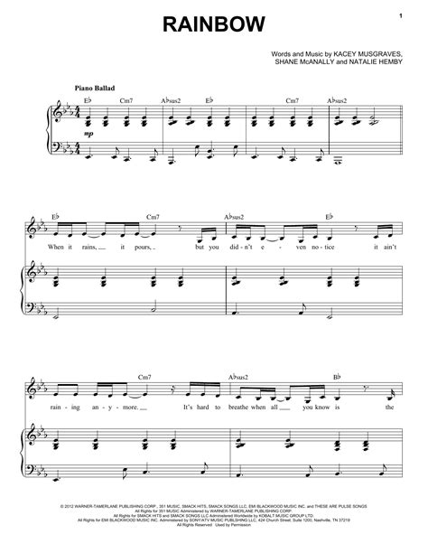 Rainbow Sheet Music Kacey Musgraves Piano And Vocal
