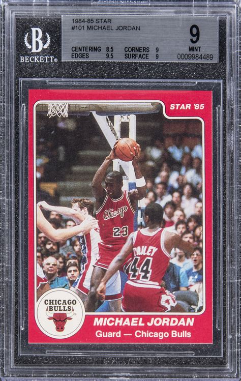 The card shows a young michael the card is part of the legendary 1986 fleer basketball set that holds a base checklist of 132 cards, and 11 additional stickers headlined by the. Lot Detail - 1984-85 Star Basketball #101 Michael Jordan Rookie Card - BGS MINT 9