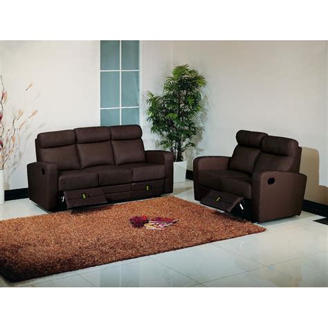 Apartment Size Recliner Sofa In Brown Top Grain Leather W Double