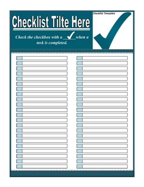 Free Checklist Templates Word Excel Printabletemplates