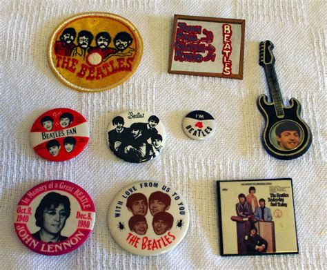 Vintage 4 The Beatles 1 J Lennon Buttons 3 The Beatles Pins 1 Beatles