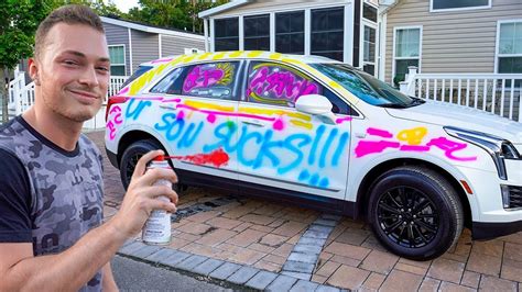 SPRAY PAINTING MY MOMS BRAND NEW CAR PRANK YouTube