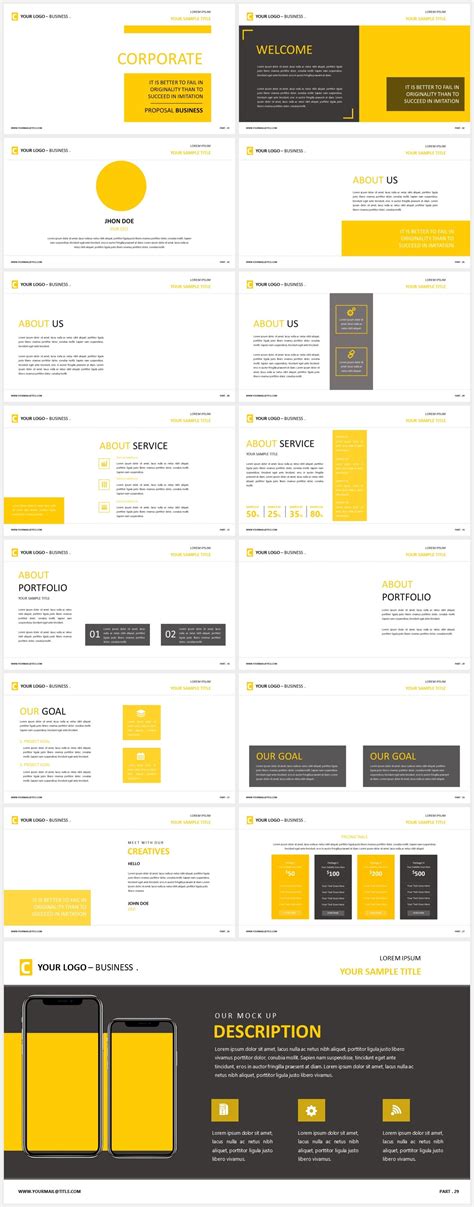 Yellow Corporate Business Presentation Template Free15 Slides