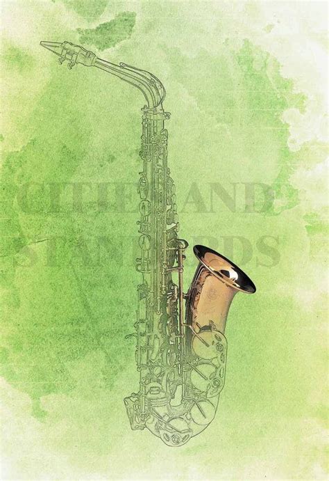 Sax Music Instrument Print Art Original By Citiesandstandards 3800