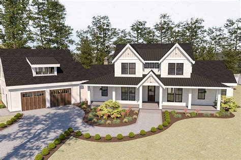 Beautiful 5 Bed Modern Farmhouse Plan With Angled 2 Car Garage