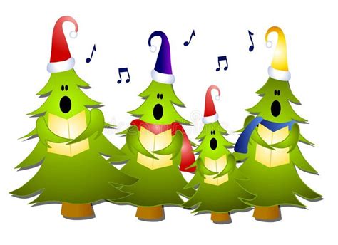 Christmas Tree Carolers Singing A Clip Art Illustration Of A Group Of