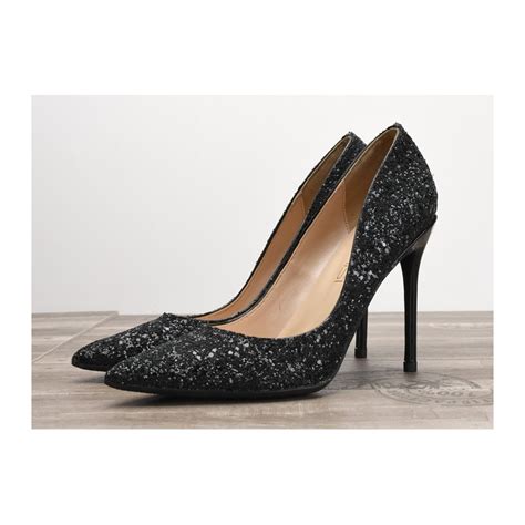 Sparkly Pure Black Glitter Heels Pumps Super X Studio