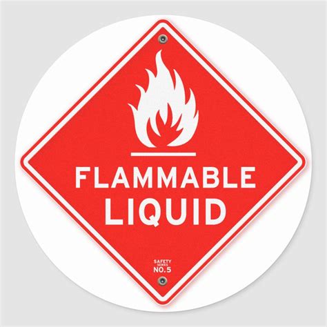 Warning Sign Flammable Liquids Fire Safety Sign Classic Round Sticker