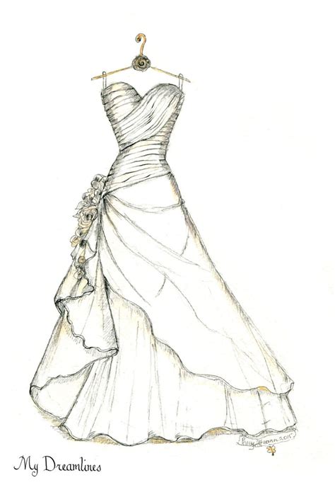 Wedding Dress Sketch Made From Your Photo Dress Design Drawing