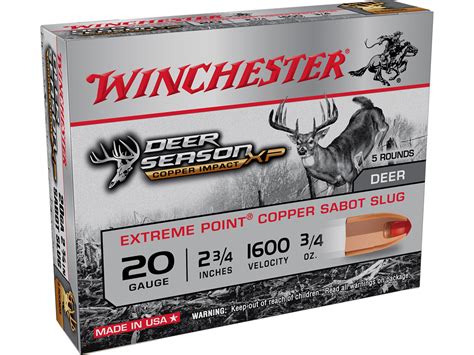 Winchester Deer Season Xp Copper Impact Ammo 20 Ga 2 34 34oz Copper