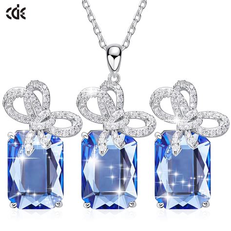 Cde Luxury Crystals From Swarovski Jewelry Set For Women 925 Sterling