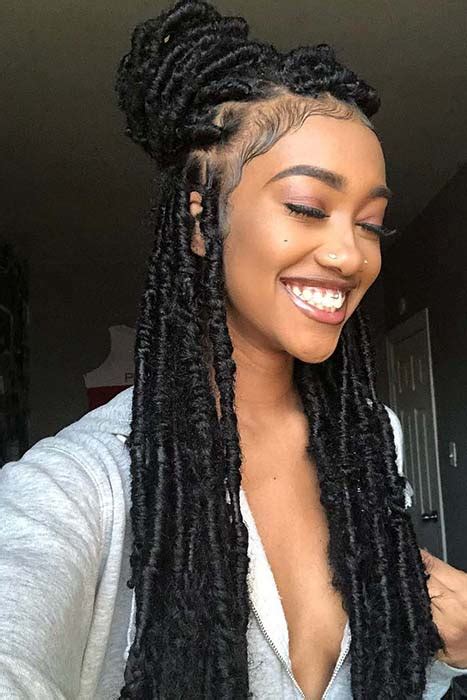 Collection of dreads and afro braids for a girl. +17 Trendy Crochet Faux Locs Hairstyles Create your own ...