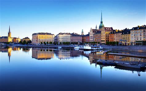 Download Wallpapers Stockholm Sweden 4k Evening Embankment Capital