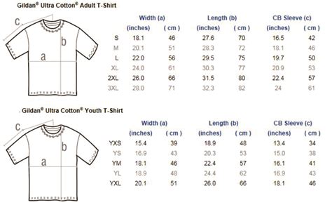 Gildan Ultra Cotton T Shirt Size Chart Chart Walls