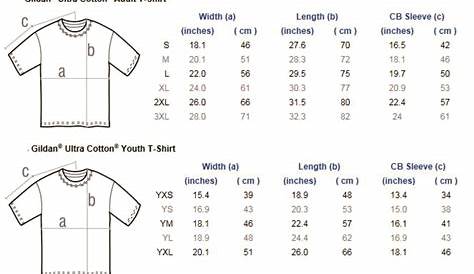 gildan t shirts size chart