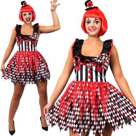 Kostüme And Verkleidungen Ladies Deluxe Harlequin Jester Halloween Horror Clown Fancy Dress
