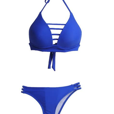 2019 Sex Bandage Bikini Set Blue Yellow Pink Swimsuit Ladies 2 Pieces Brazilian Swimwear For
