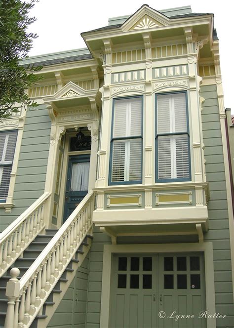 When painting with two colors, the railings are typically painted the darker color. Exterior Color: Noe Valley Victorian | Victorian homes ...