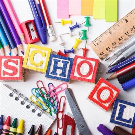 Primary School Stationery Stock Image Colourbox