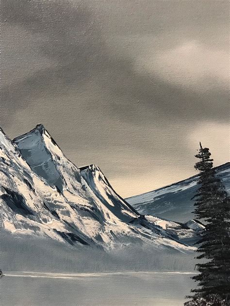 An Arctic Winter Day Landscape Bob Ross Style Oil Painting