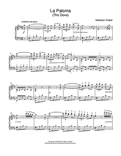 La Paloma Sheet Music By Sebastian Yradier Piano 48475
