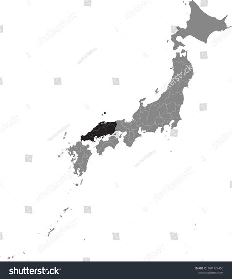 Black Location Map Japanese Region Shikoku Stock Vector Royalty Free