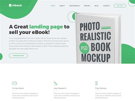 Hbook Book Landing Page Html Template Html Lib