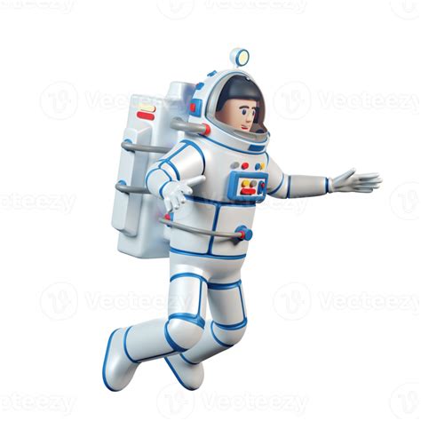 Astronaut In Spacesuit Cartoon 3d Spaceman Flies In Open Space 3d