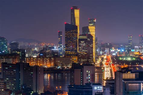 Koreaseoul At Night South Korea City Skyline Stock Image Image Of