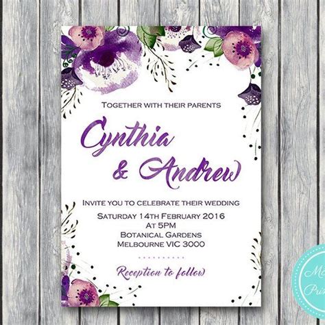 Purple Flowers Wedding Engagement Party Invitations Invitation