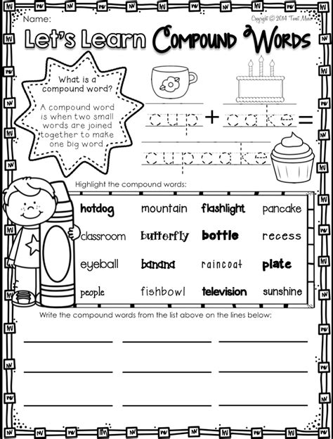 Compound Words Worksheets For Grade 1 Kidsworksheetfun
