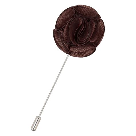 Plain Shantung Chocolate Brown Lapel Pin