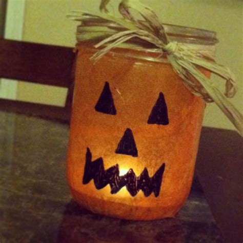 Ready For Fall I Made This Cute Little Mason Jar Candle Holder Pumpkin
