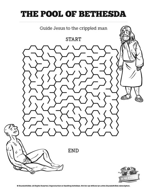 Free Coloring Page For Jesus Heals Paralyzed Man By Pool