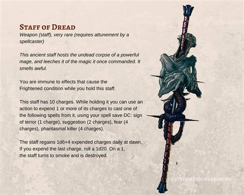Staff Of Dread Unearthedarcana Dnd Dragons Dnd E Homebrew Dungeons And Dragons Homebrew