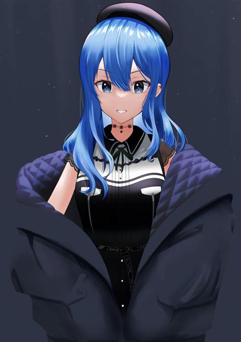 Wallpaper Anime Girls Hololive Virtual Youtuber Hoshimachi Suisei Long Hair Blue Hair