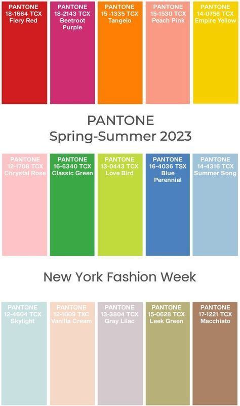 Pantone 2023 New York Color Palette Color Trends Fashion Spring