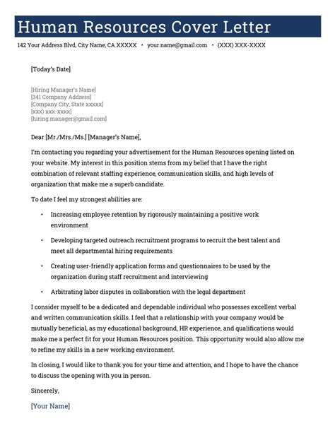 Hr Cover Letter With Experience Collection Letter Template Collection