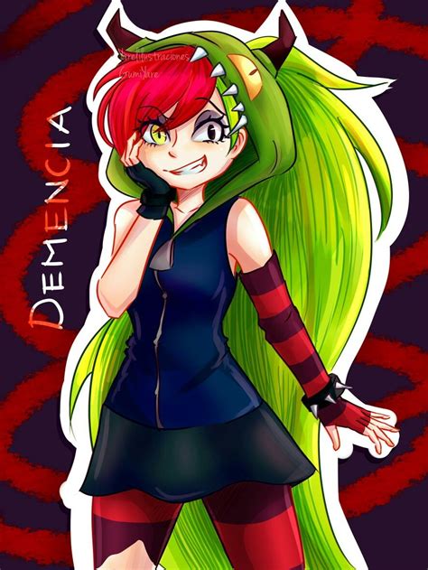 An Anime Character With Green Hair And Red Eyes