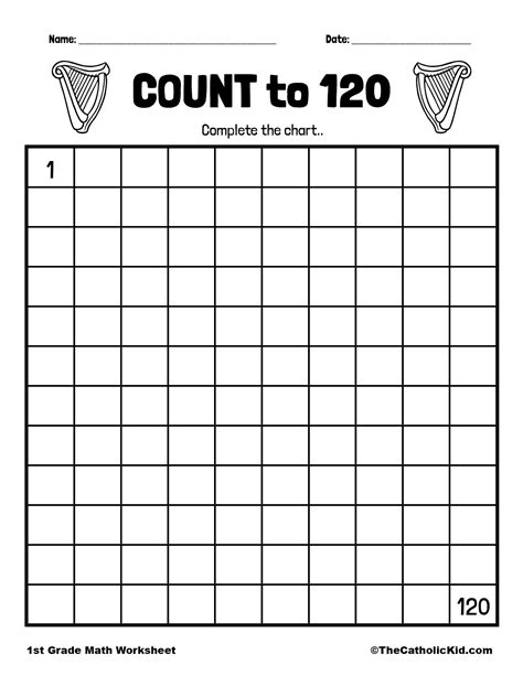 Count To 120 1st Grade Math Worksheet Catholic