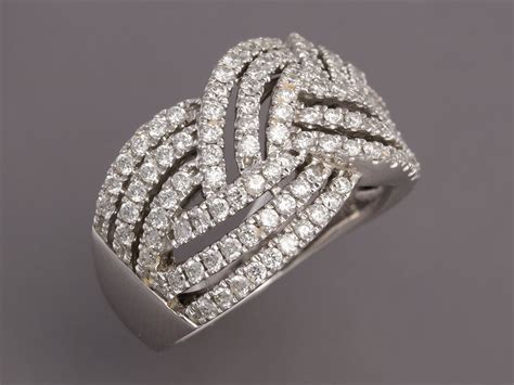 14k White Gold Diamond Woven Ring Anns Fabulous Closeouts