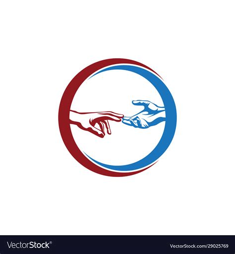 Circle Two Hands Reaching For Each Other Logo Vector Image